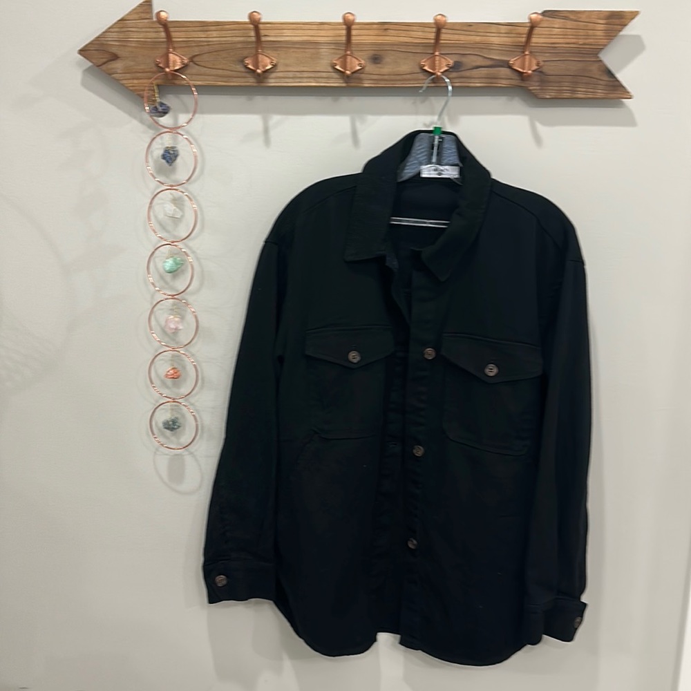oversize black shacket
